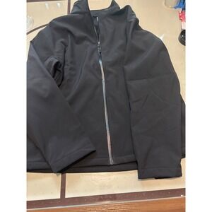 Mens Black Softshell Fleece Lined Full Zip Jacket Mock Neck Size 2XL